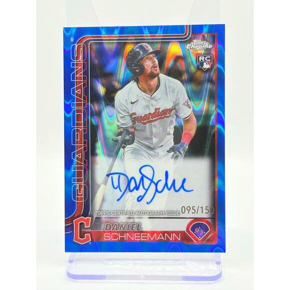 2025 Topps Chrome Daniel Schneemann Rookie Blue Wave Auto 95/150 SP Guardians RC - Picture 1 of 2